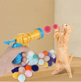 Cat Toy Gun Launcher Set with Plush Balls - Interactive Shooting Game for Cats