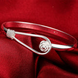 925 Sterling Silver Open Cuff Bracelet for Women - Trendy Adjustable Bangle Jewelry