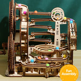 3D Wooden Marble Run Puzzle Kit – DIY Mechanical Model for Kids and Adults