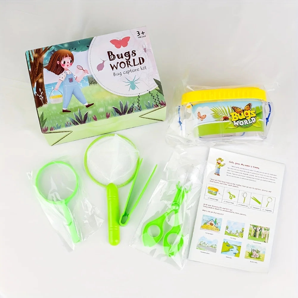 Kit de exploración de la naturaleza al aire libre para niños de 5 piezas: juego de visor de insectos y atrapainsectos