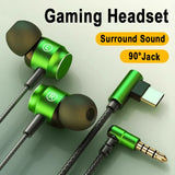 90° Angle Wired Gaming Headset with Mic - HiFi Surround Sound for Samsung/iPhone (3.5mm & Type-C)