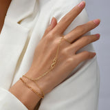 Boho Chain Bracelet with Finger Ring – Trendy Hand Jewelry for Women