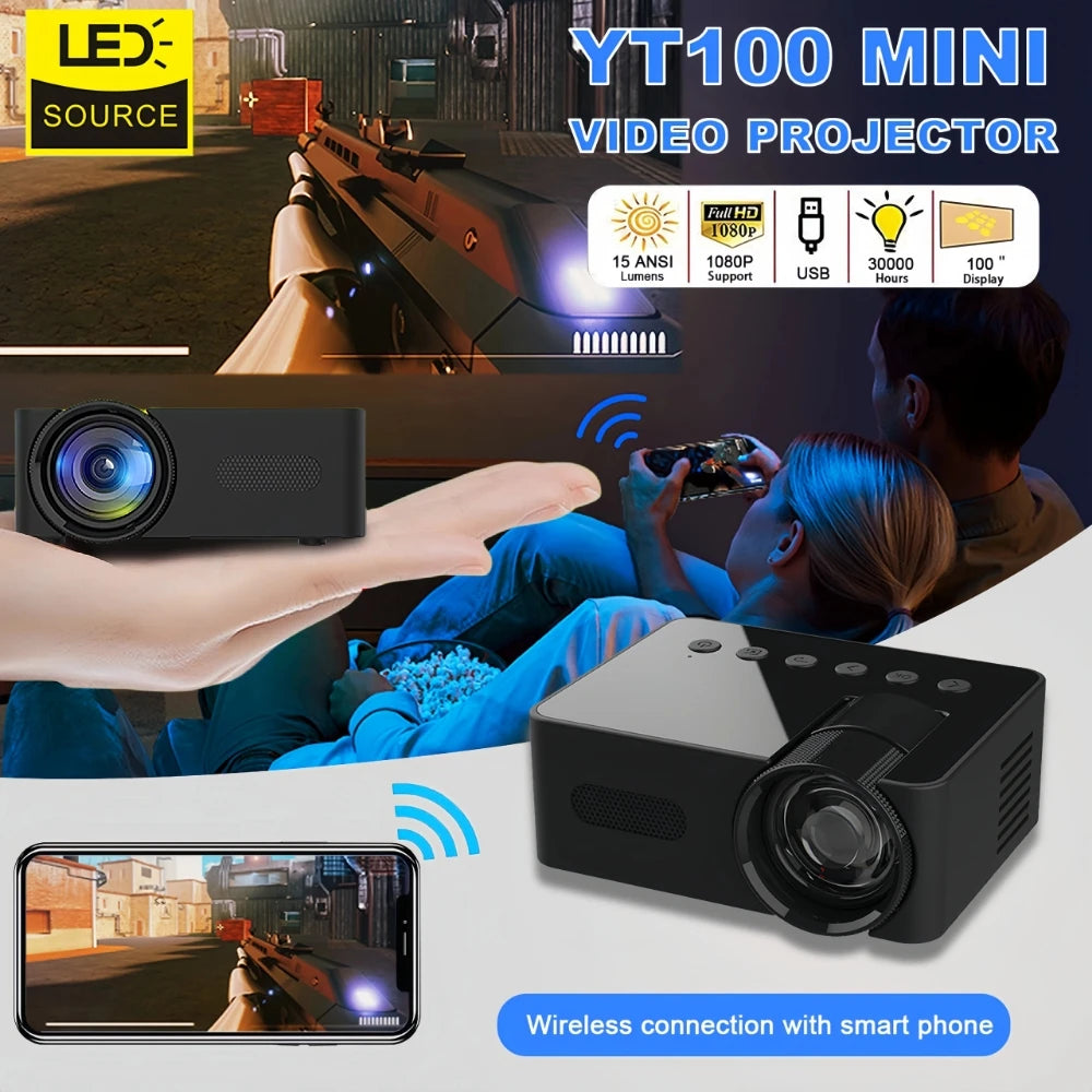Portable WiFi Smart Projector - 1080P Support with Wireless Screen Mirroring