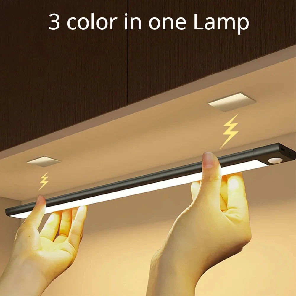 Wireless Motion Sensor LED Night Light – USB Rechargeable, Auto On/Off Cabinet Lamp