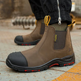Men’s Nubuck Leather Safety Boots - Composite Toe No-Lace Work Boots