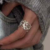 Adjustable Vintage Chain Ring – 925 Sterling Silver Open Ring for Women & Men
