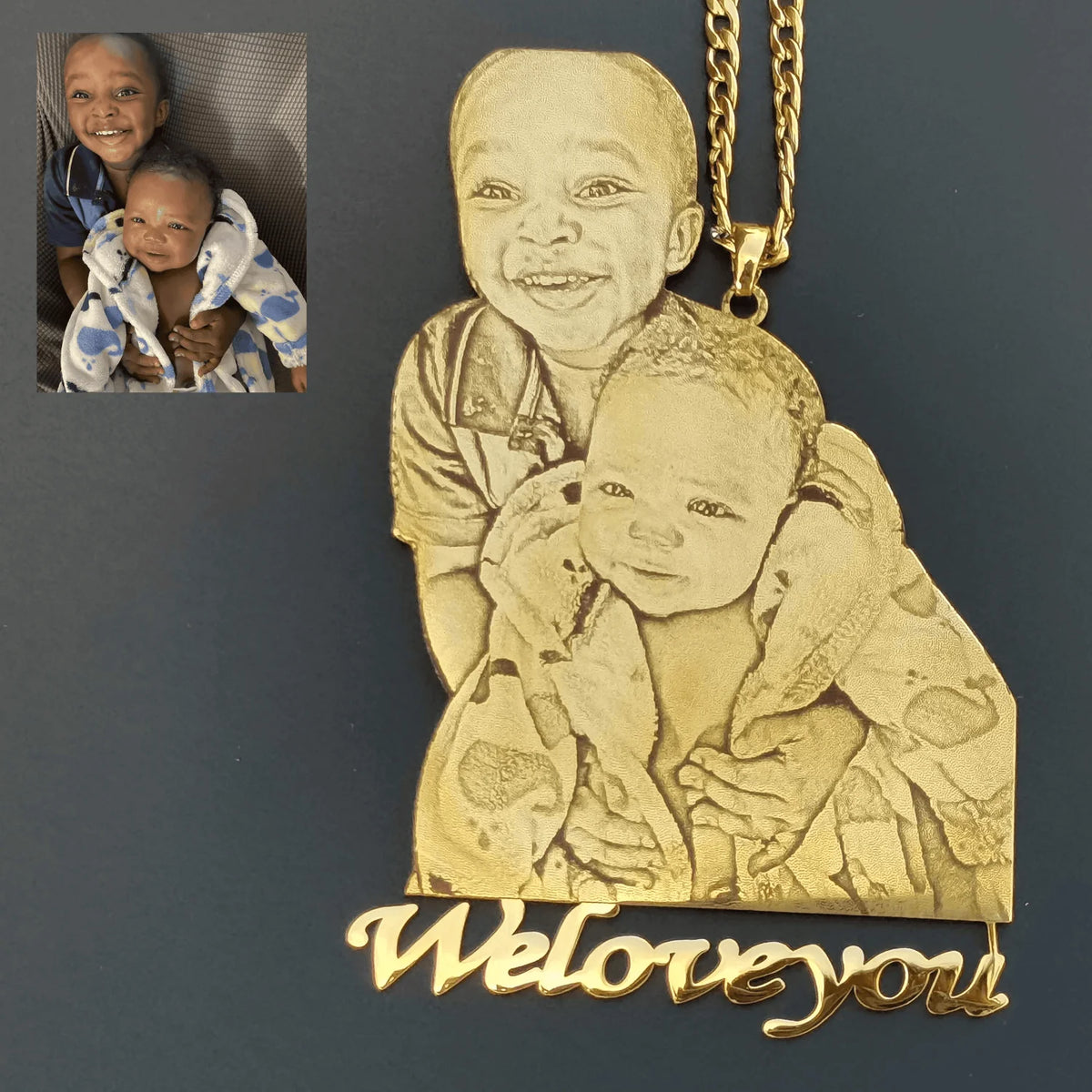 Custom Photo Nameplate Necklace - Personalized Engraved Portrait Pendant for Women