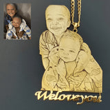 Custom Photo Nameplate Necklace - Personalized Engraved Portrait Pendant for Women