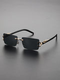 🕶️ 1PC/2PCS Gafas de sol rectangulares sin marco de moda: modernas y personalizadas para uso diario