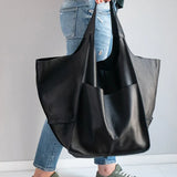 Retro Handmade Beach Tote Bag – High Capacity Zipper Shoulder Bag for Women