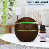 Humidificador de aire ultrasónico y difusor de aceites esenciales: vaporizador frío con textura de madera para dormitorio 