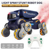 Remote Control Stunt Robot Dog with Lights, Music & Gesture Control – 4WD Toy for Kids Ages 6+