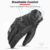 Vintage Leather Motorcycle Gloves – CE Certified with Touchscreen & Knuckle Protection