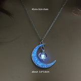 Glow in the Dark Moon & Star Planet Pendant Necklace – Luminous Celestial Charm