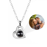 Custom Photo Projection Necklace - Personalized Heart Pendant with Picture Inside