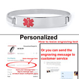 Personalized Medical Alert Bracelet - Engravable Stainless Steel ID Cuff for Women