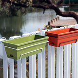 Hanging Balcony Railing Planter with Tray and Rack for Outdoor Gardening