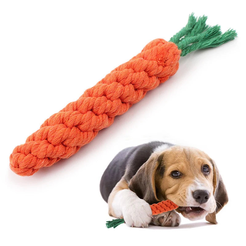 Durable Carrot-Shaped Chew Toy for Small Dogs – Cotton Rope Teeth Cleaner