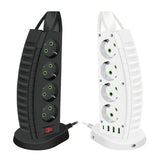 Tower Multi Power Strip with 4 Outlets, 1 Type-C & 3 USB Ports – 2m Extension Cable, Overload Protection