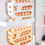 Caja de almacenamiento de huevos con ruedas automáticas: organizador de refrigerador de alta capacidad