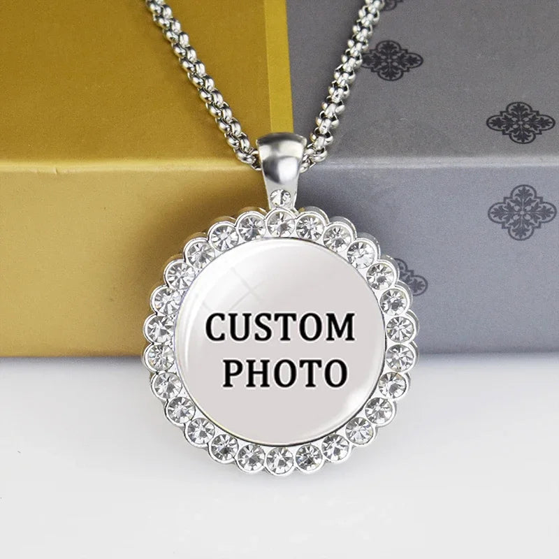 Collar con colgante de foto personalizado: joyería hip hop con diamantes de imitación personalizados