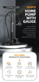 High-Pressure Manual Bike Pump with Gauge – 160PSI for Bicycle, Motorcycle, Balls & More