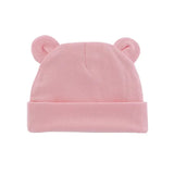 Autumn Winter Baby Hat Comfortable Solid Color Hats Cute Ear Shape Cotton Cap Newborn Photography Props 0 -1 Infant Bonnet Items