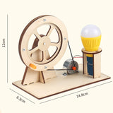 Wooden Hand Crank Generator STEM Toy – Educational Physics Kit for Kids