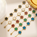 Adjustable Five-Flower Stainless Steel Bracelet for Women