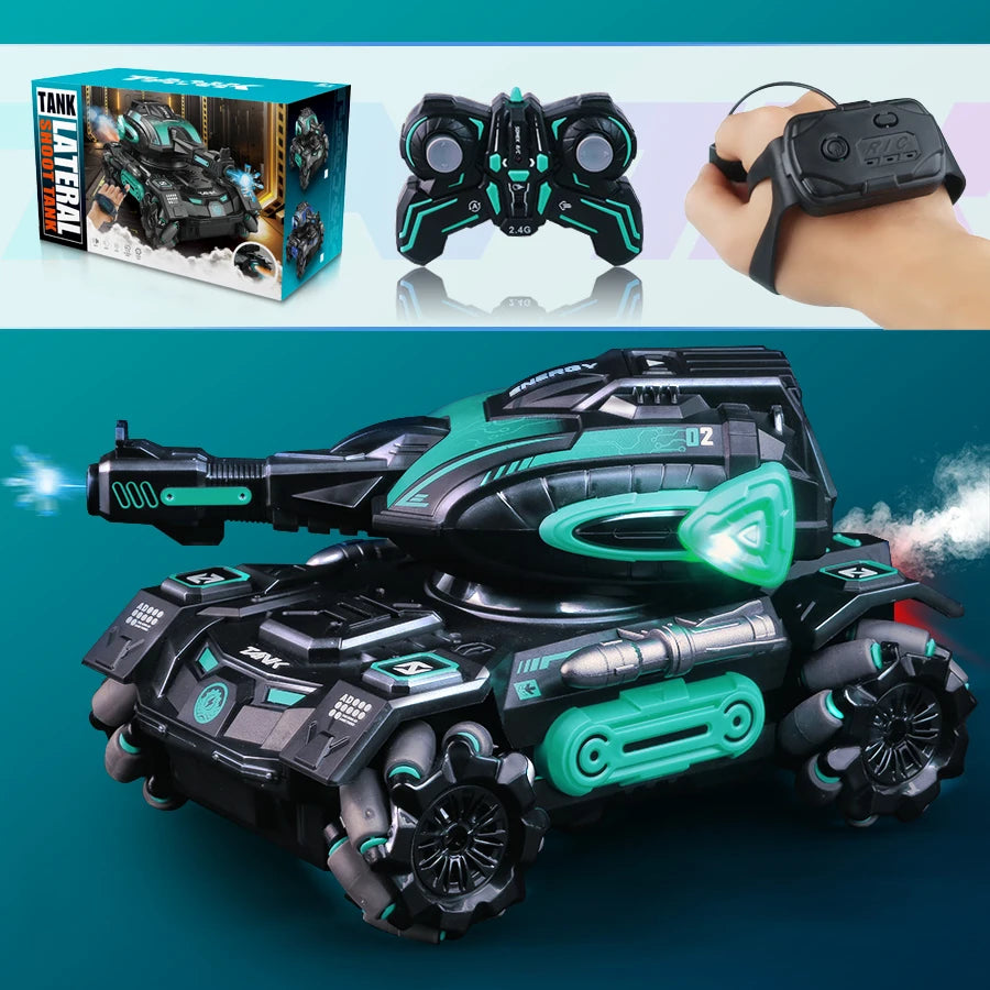 RC Spray Stunt Car – Tanque de waterpolo con control remoto de 2,4 G y acción 4WD