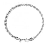 Women's 925 Sterling Silver Twist Bangle Cuff Charm Bracelet