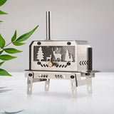 Portable Stainless Steel Wood Burning Stove with Chimney - Compact Camping Heater & Aromatherapy Burner