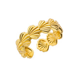 Minimalist Geometric Stainless Steel Ring – Elegant Gold-Tone Adjustable Band