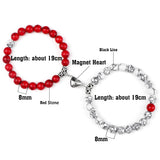 Magnetic Couple Bracelets Set - Natural Stone Heart Bead Lovers' Bracelets