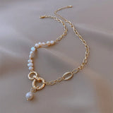 Gold-Filled Freshwater Pearl Lock Necklace for Women – Elegant Engagement Jewelry