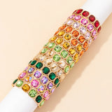 Gold Crystal Beaded Bohemian Elastic Bracelet for Women