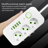 EU Plug Power Strip – 3 AC Outlets, 4 USB Ports & 1 Type-C Fast Charging