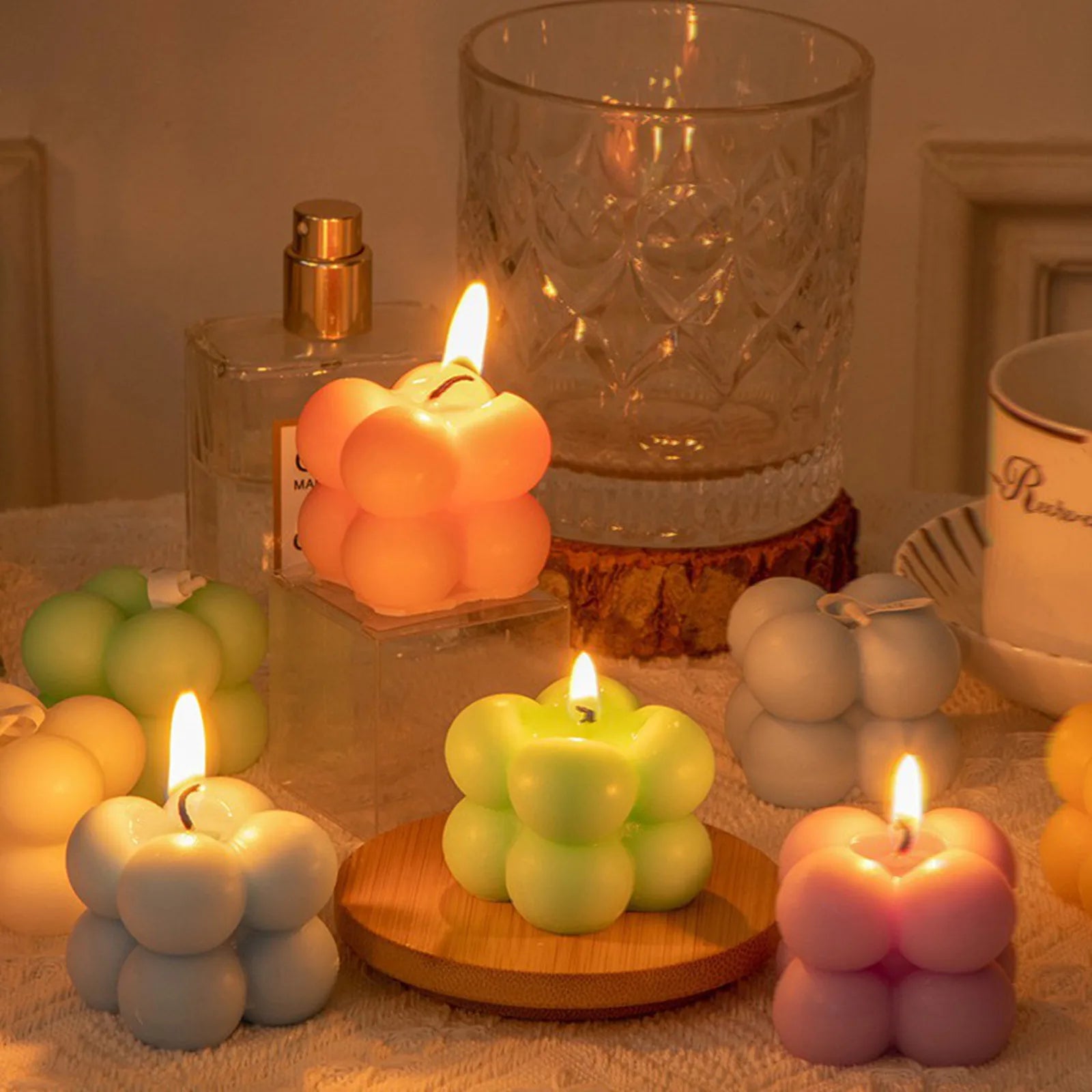 Vela decorativa con aroma a lavanda y burbujas: vela de aromaterapia para la decoración del hogar y la relajación