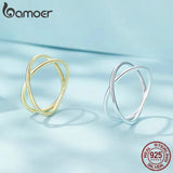 14K Gold Plated Sterling Silver X Ring – Minimalist Cross Design for Women