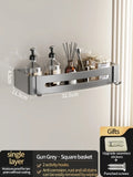 Estante de baño de aluminio sin taladros: estante de almacenamiento y champú para montaje en pared