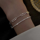 Pulsera de cadena de eslabones de cobre con diseño geométrico vintage para mujer: accesorio de moda elegante y moderno
