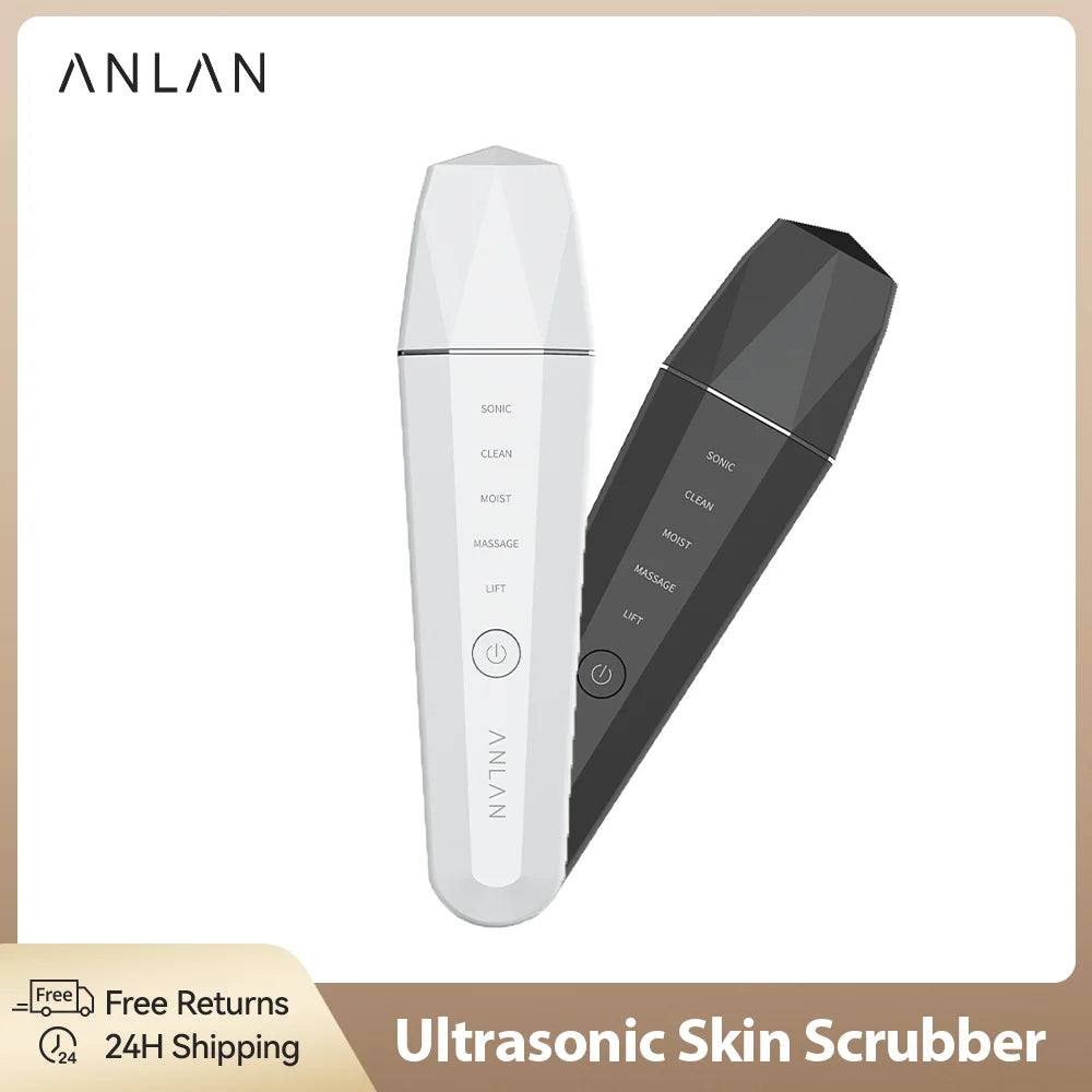 Ultrasonic Skin Scrubber - Blackhead Remover & Face Lifting Tool with Hot Compress & EMS for Deep Skin Cleansing