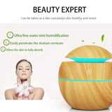 Humidificador de aire ultrasónico y difusor de aceites esenciales: vaporizador frío con textura de madera para dormitorio 