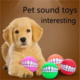 Squeaky Rubber Dog Toy Ball - Teeth Cleaning Chew Toy with Smile Design (7cm)