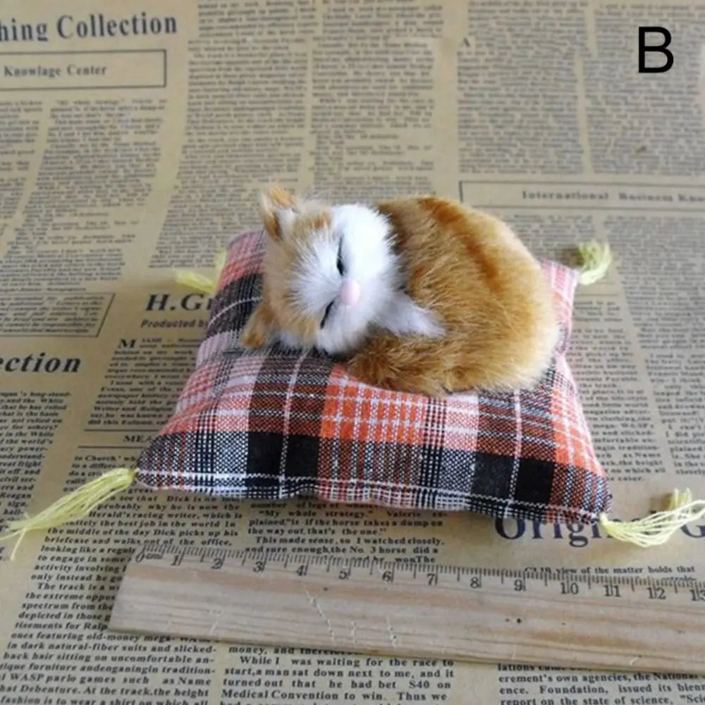 Mini Plush Cat Ornaments - Realistic Lying Position Faux Cats for Home Decor & Gifts