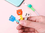 Juego de 4 protectores de cable con dibujos de animales, minicubierta para cable y enrollador de cable de carga