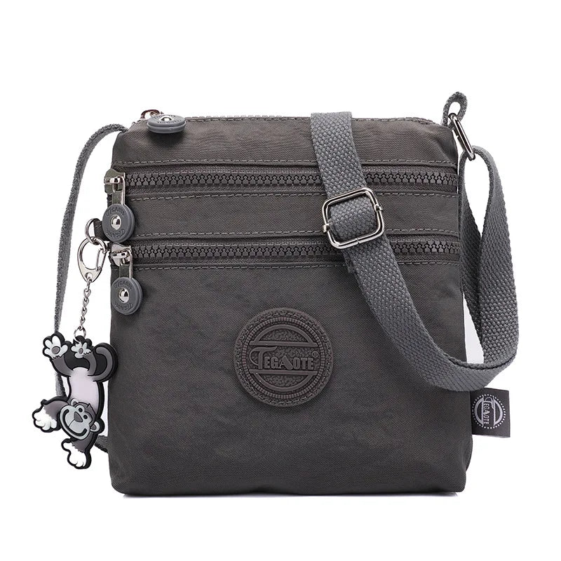 Stylish Women's Nylon Crossbody Bag with Floral Decoration – Soft Messenger Shoulder Purse for Parties