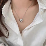 Trendy Silver Heart Pendant Necklace – Minimalist Jewelry for Women