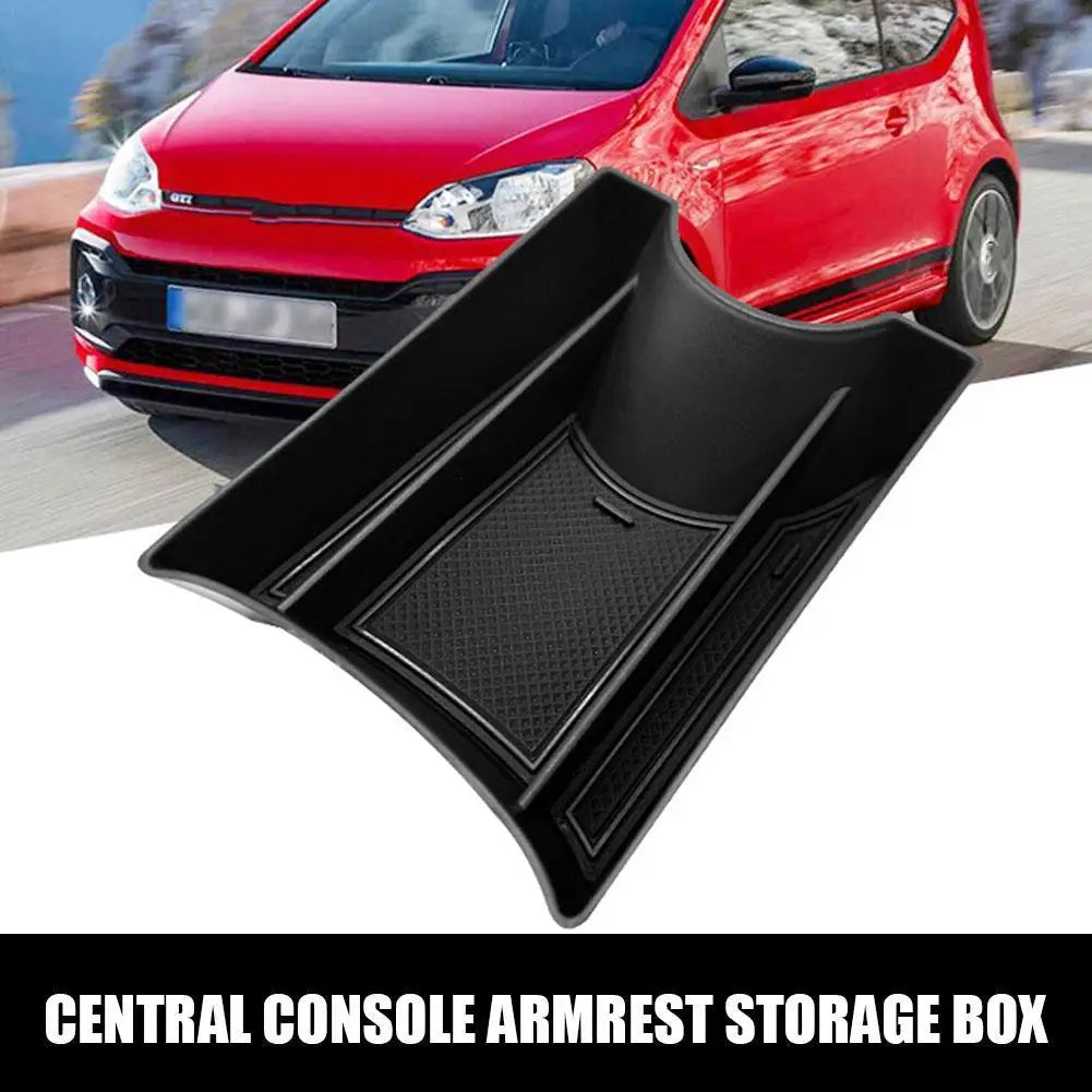 Car Armrest Storage Box with Cushion – ABS Console Organizer for VW UP (2013–2021)