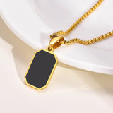 Stainless Steel Military Dog Tag Necklace for Men – Black & Silver with Box Chain